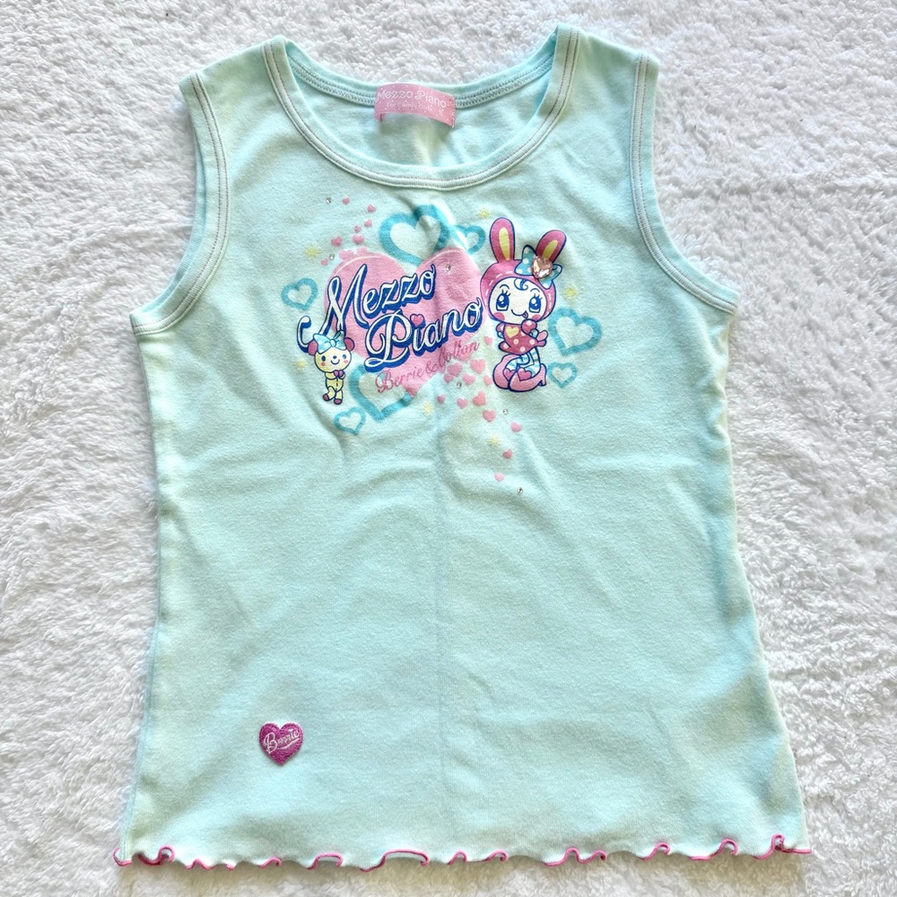 RARE Mezzo Piano Berrie Chan T shirt 140 Tops Japan kawaii Y2K Blue Pink Lolita